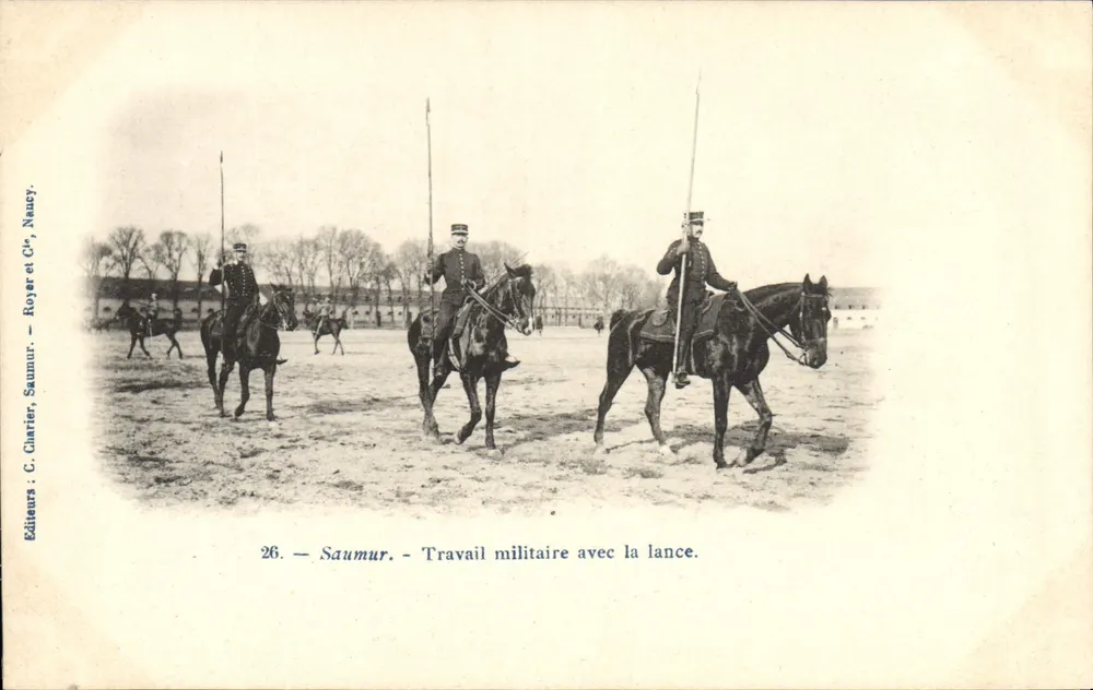 Saumur — Militärische Übung mit Lanze — Verleger Royer et Cie, Nancy - Vorderseite