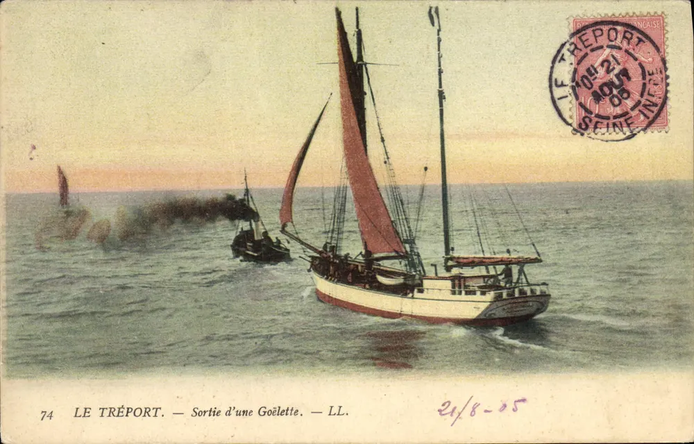 Le Tréport — Saída de uma Goéleta — LL. n°74 - Frente