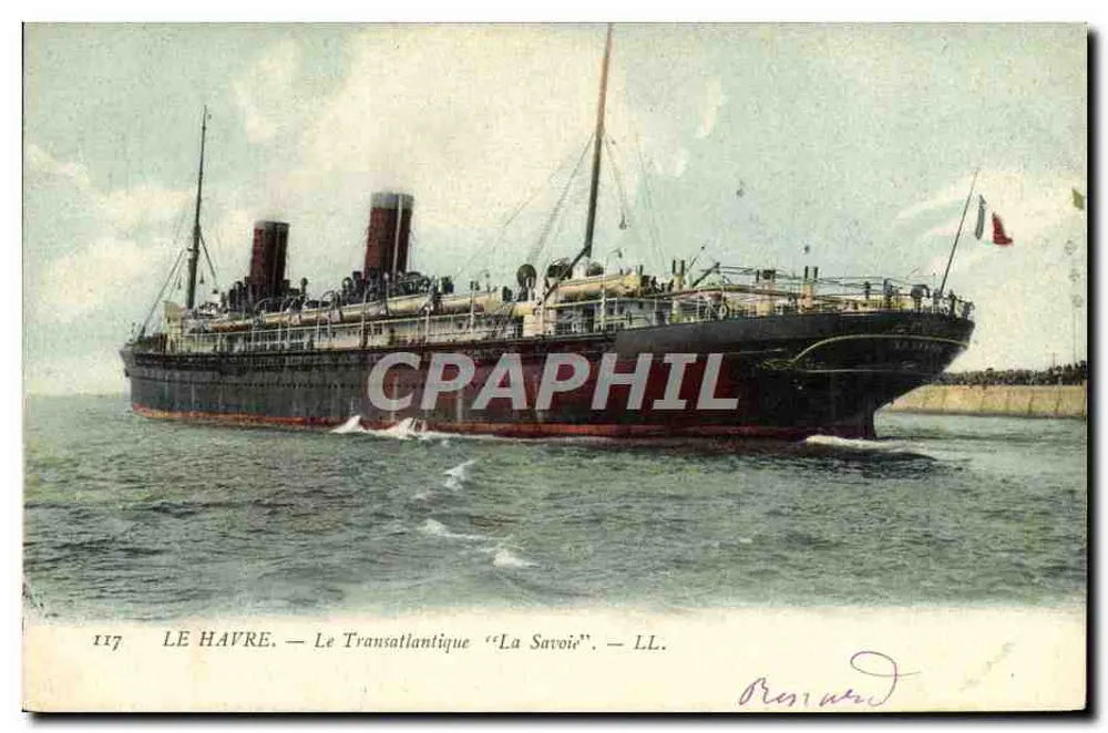 Le Havre — Der Transatlantiker "La Savoie" — LL. — Imprimerie Nouvelle Photographique, Paris - Vorderseite