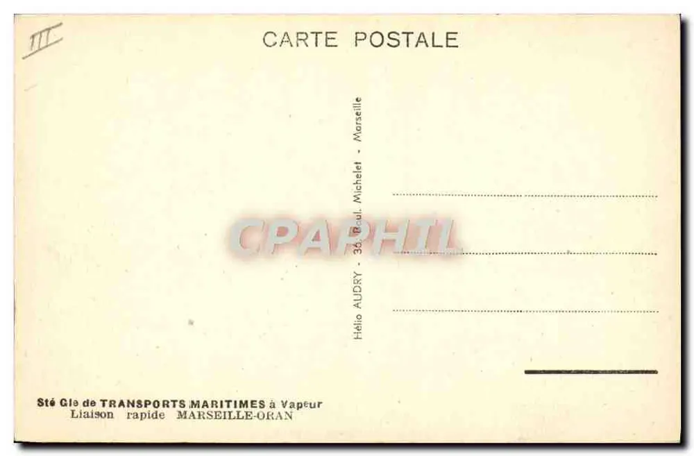 Dampfer "SIDI-BEL-ABBÉS" — S.G.T.M. — Verlag S.G.T.M. Nr. III - Rückseite
