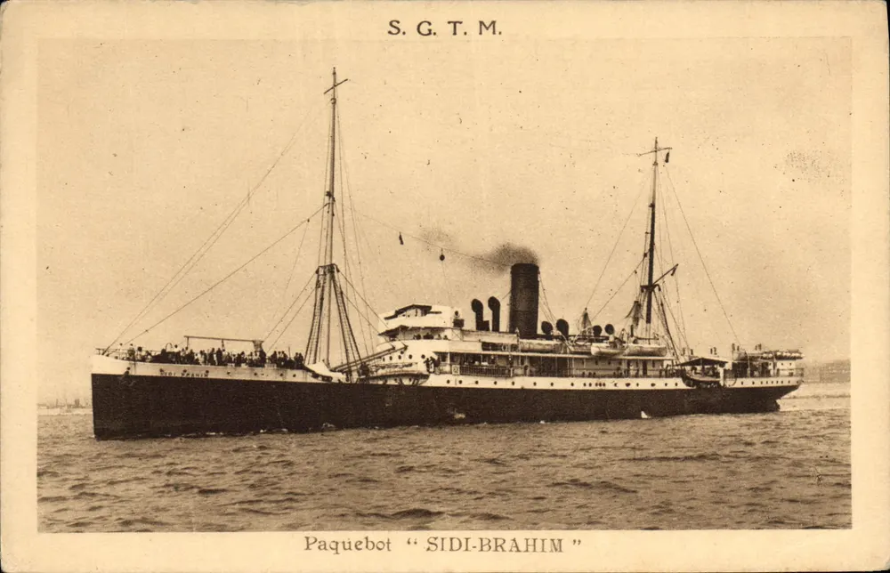 Navio de passageiros "SIDI-BRAHIM" — S.G.T.M. — Sociedade Geral de Transportes Marítimos a Vapor - Frente