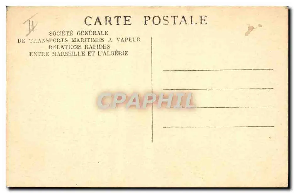 Navio de passageiros "SIDI-BRAHIM" — S.G.T.M. — Sociedade Geral de Transportes Marítimos a Vapor - Verso