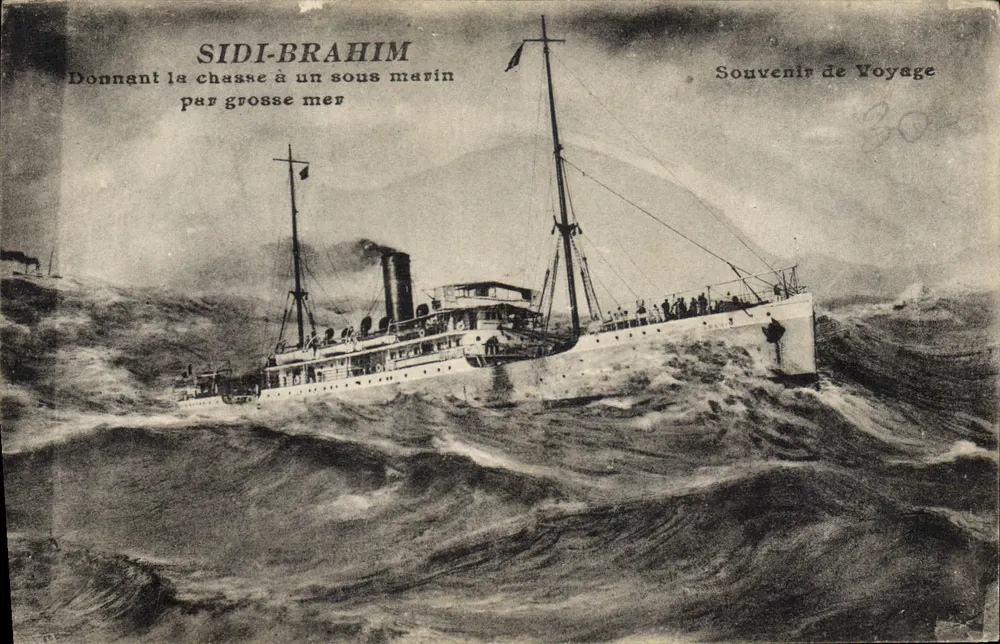 Sidi-Brahim — Jagd auf einen U-Boot in stürmischen Meeren — Reisesouvenir - Vorderseite