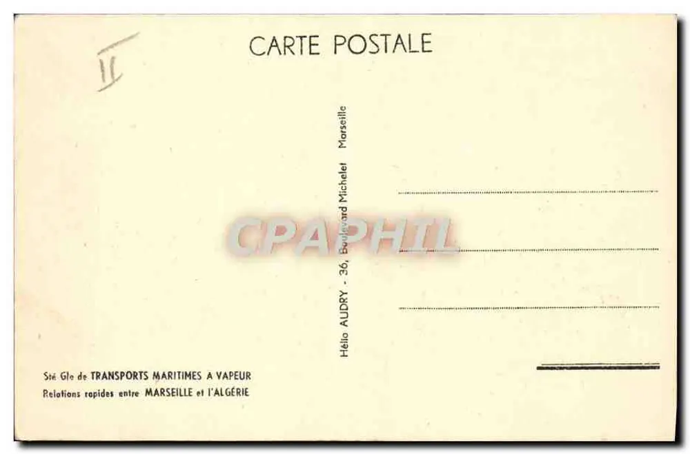 S.S. "SIDI-OKBA" — navio da S.G.T.M. — editor Audry, Marselha - Verso