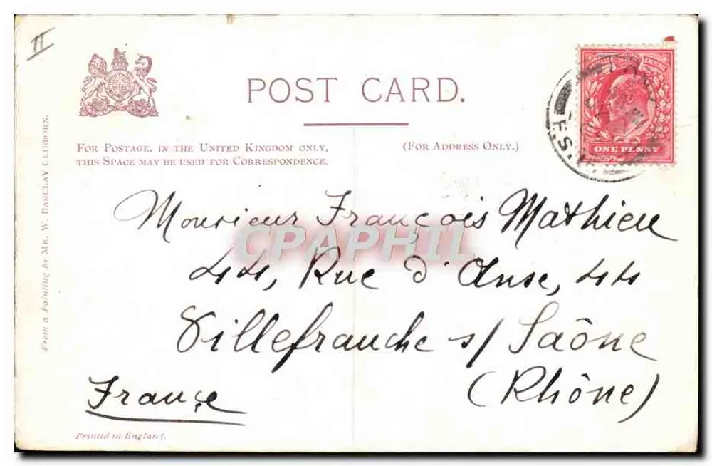 Navio a vapor S.S. SCOTIA — Londres, 1907 — editor L.B. NAWRY - Verso