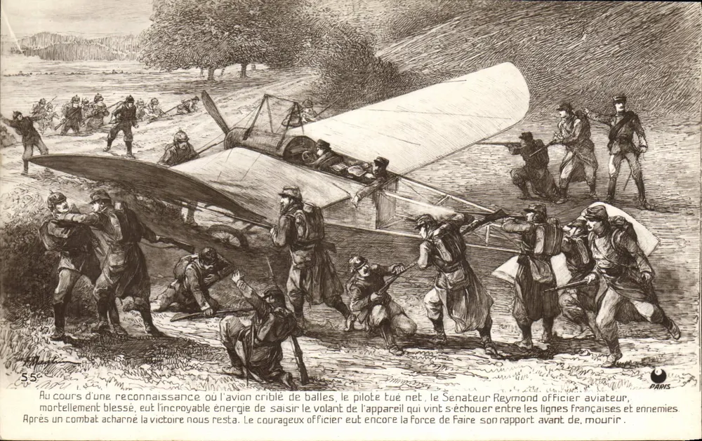 Militärische Luftfahrt — Kampf und Absturz eines Flugzeugs — Paris, Nr. 55 - Vorderseite
