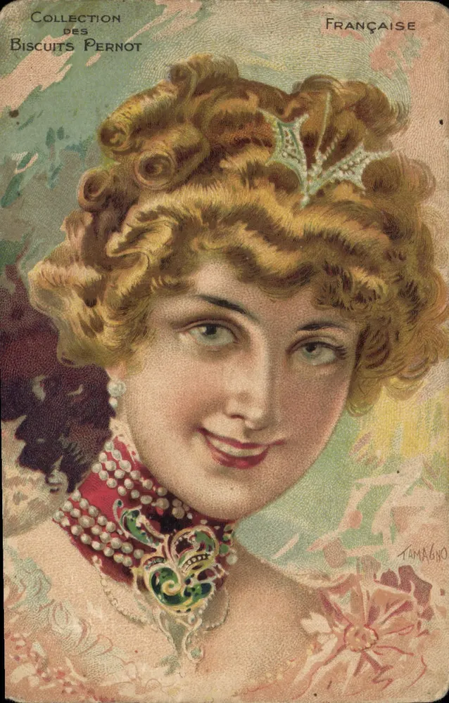 Elegante junge Frau — Portrait — Sammlung der Biscuits Pernot, herausgegeben von TAMAGNO - Vorderseite