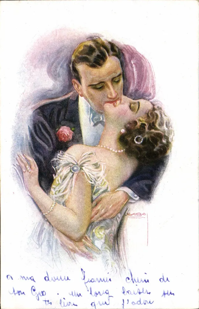 Ein Paar, das sich umarmt — romantische Illustration — Verlag 'Briant' Nr. 357/1 - Vorderseite