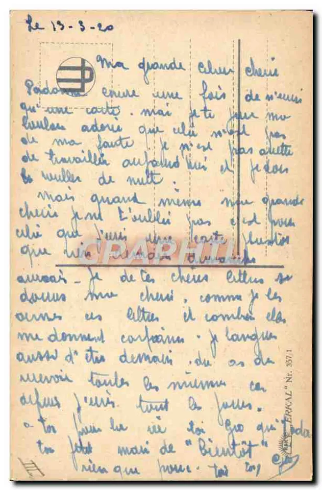 Ein Paar, das sich umarmt — romantische Illustration — Verlag 'Briant' Nr. 357/1 - Rückseite
