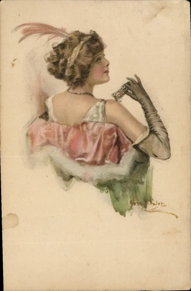 Junge Frau in einem rosa Kleid — Illustration — Stein Stalor - Vorderseite