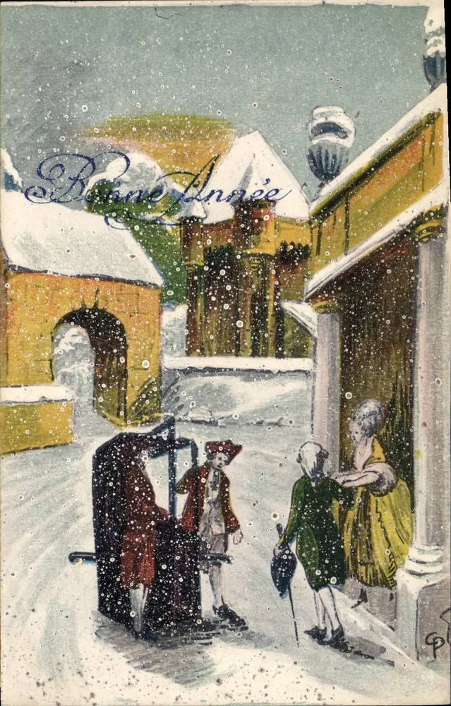 Winterlandschaft — Frohe Weihnachten — M. L. Paris, Serie Nr. 694 - Vorderseite