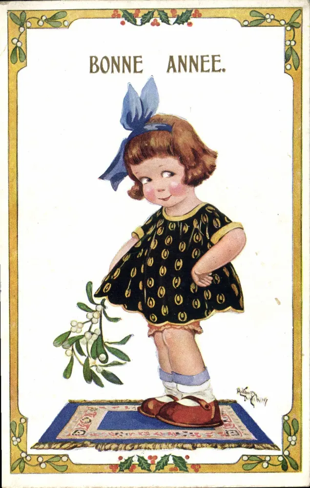 Kleine Mädchen mit Ebereschenzweig — Frohes Neues Jahr — Inter-Art Co. Serie Nr. 4480 - Vorderseite