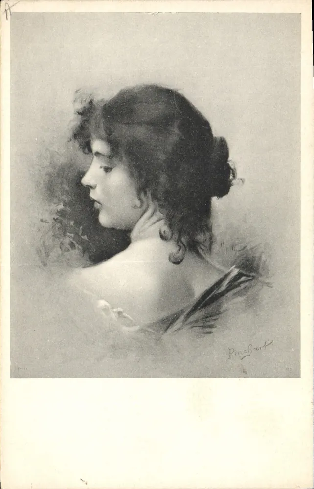 Junge Frau im Profil — signierte Gravur Pinechant — Clément, Tournier & Cie, Genf, Serie 852 - Vorderseite