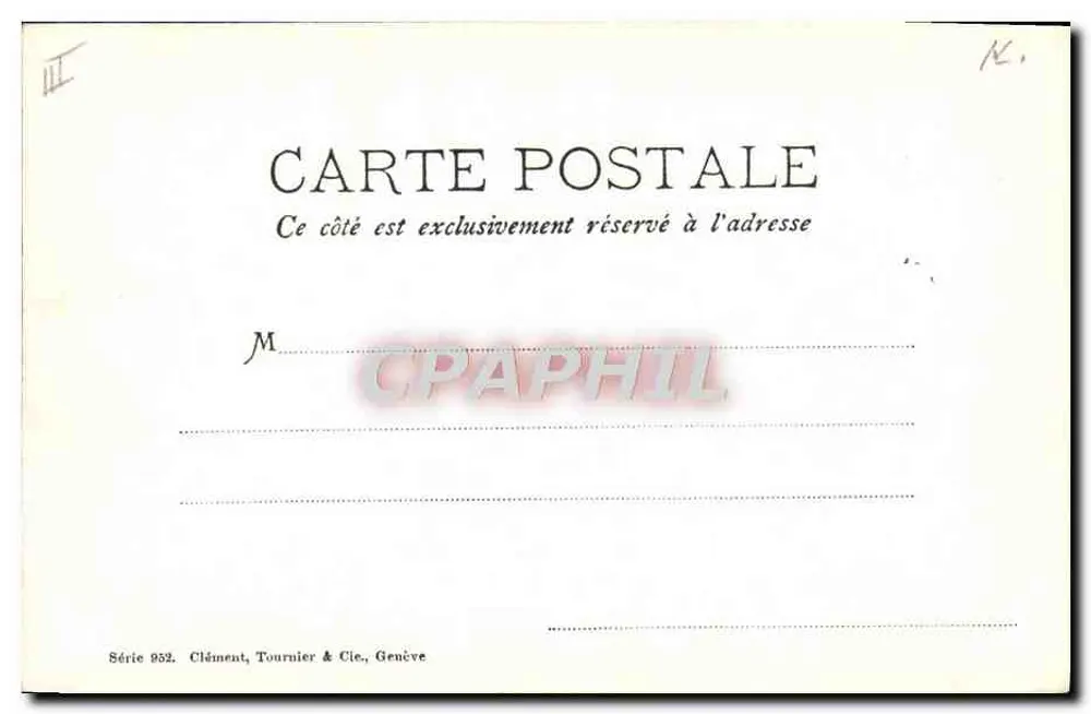 Junge Frau im Profil — signierte Gravur Pinechant — Clément, Tournier & Cie, Genf, Serie 852 - Rückseite