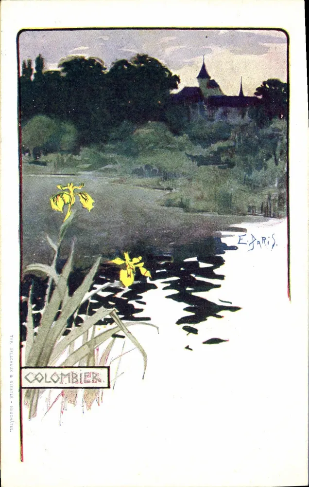 Colombier — Ansicht des Flusses mit gelben Iris — TTA Delachaux & Niestle, Neuve-Église - Vorderseite