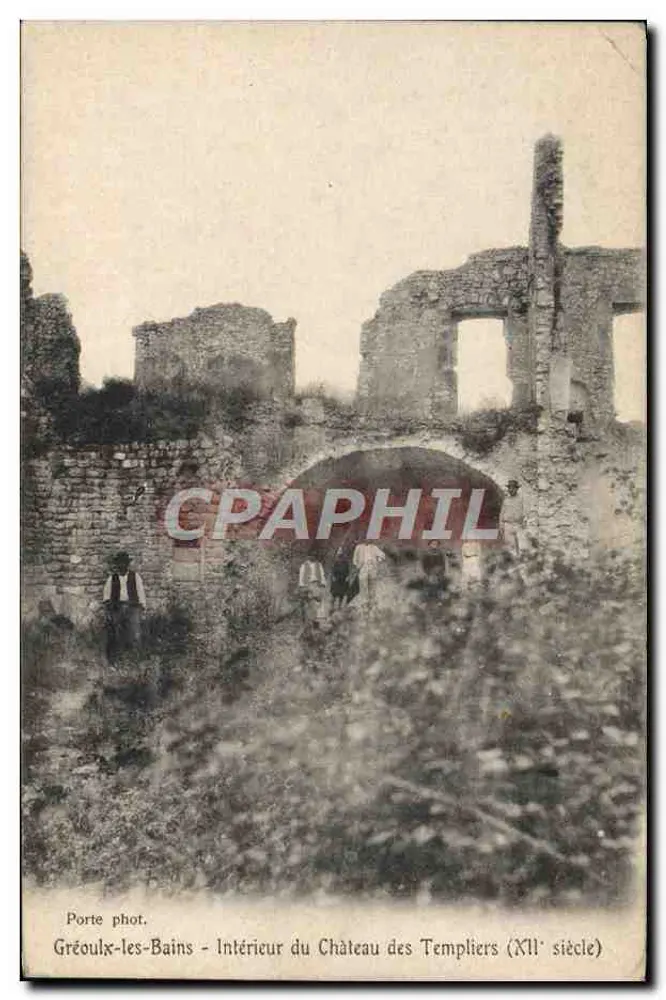 Gréoulx-les-Bains — Innenansicht des Templer-Schlosses (12. Jahrhundert) — Fotoplatte. - Vorderseite