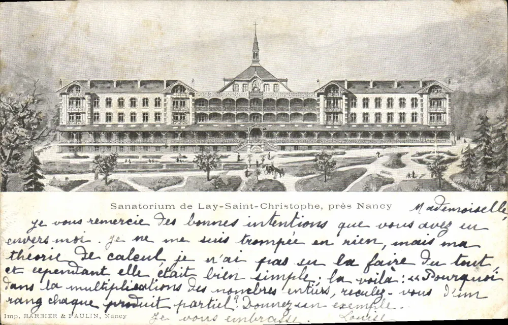 Sanatório de Lay-Saint-Christophe, perto de Nancy — Imp. BARBIER & PAULIN, Nancy - Frente