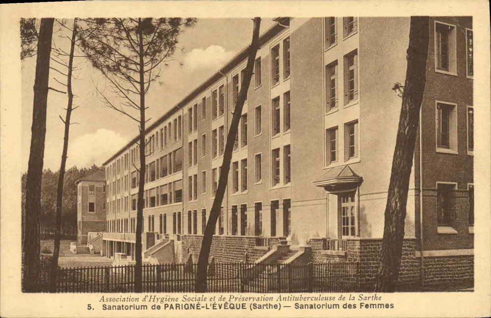 Sanatorium de Parigné-l'Évêque — Frauen-Sanatorium — Vereinigung für soziale Hygiene und Tuberkulose-Prävention der Sarthe - Vorderseite