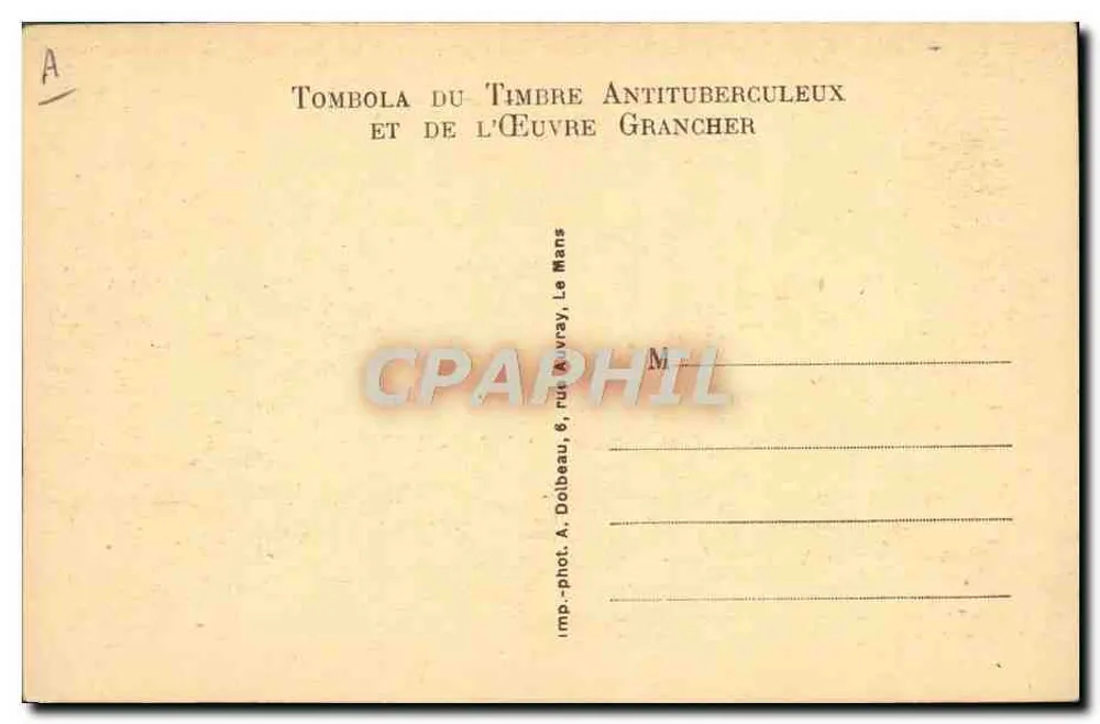 Sanatorium von Parigné-l'Évêque (Sarthe) — Refektorium der Männer — Verein für soziale Hygiene und Tuberkuloseprävention der Sarthe - Rückseite