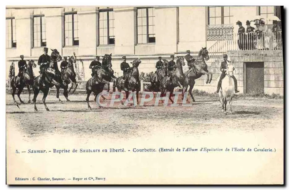 Saumur — Wiederholung der Freiheits-Sauteurs — Courbette — Auszug aus dem Reitbuch der Kavallerieschule — Verlage: C. Charier, Saumur — Royer et Cie, Nancy - Vorderseite