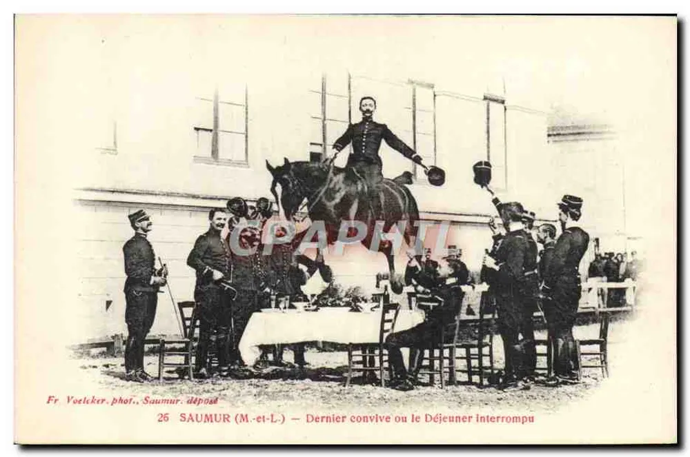 Saumur (M.-et-L.) — Der letzte Gast oder Das unterbrochene Mittagessen — Fr. Voelcker, Foto. Saumur, Einlieferung - Vorderseite
