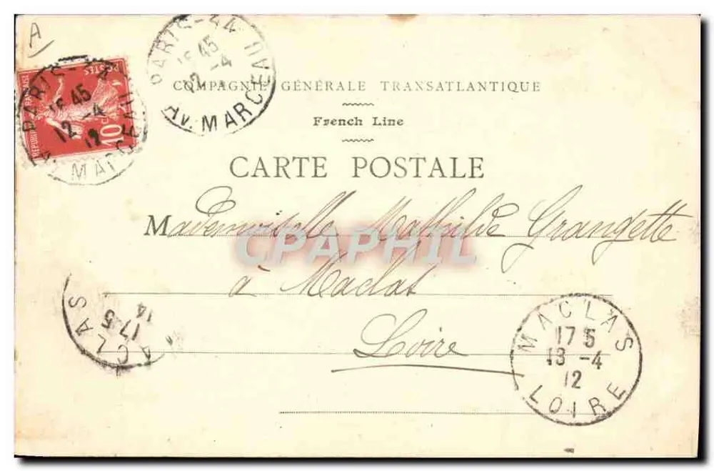 Der Dampfer La Savoie — Compagnie Générale Transatlantique — Verlag Ange Bertaud, Paris - Rückseite