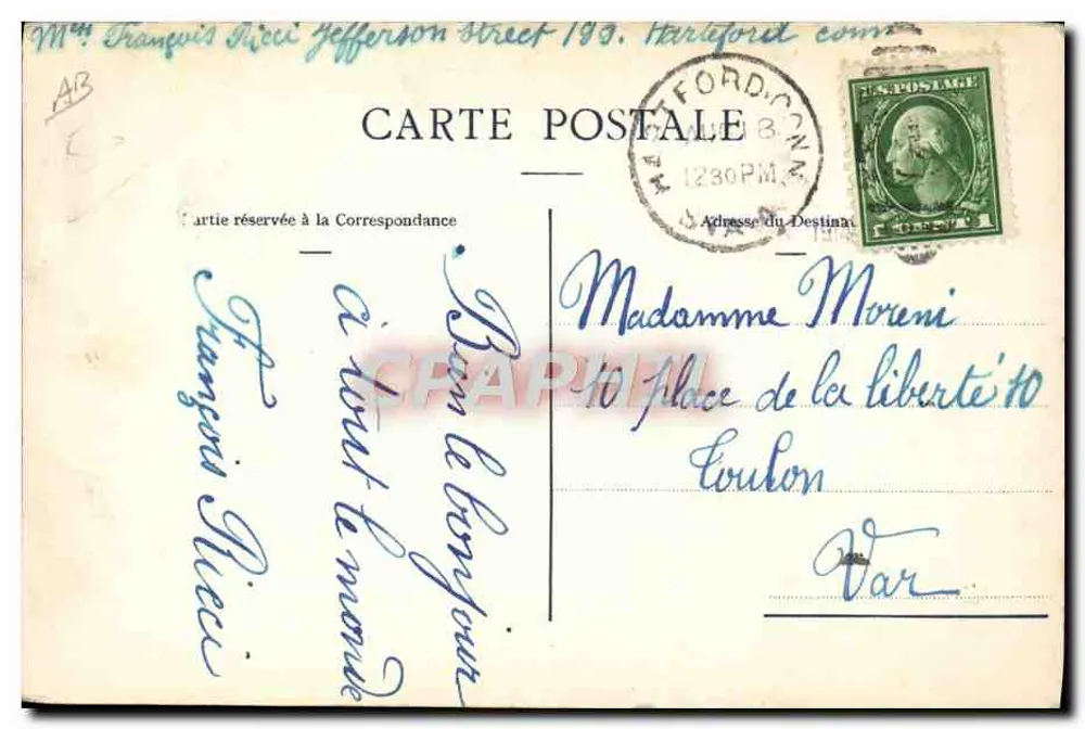 S.S. PATRIA — Cie Cyprien Fabre, 1914 — Imp. J. Le Renauf et Etiennne - Rückseite