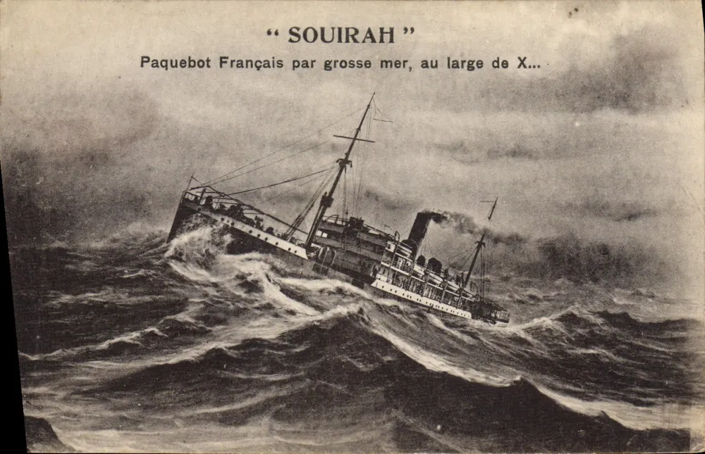 Dampfschiff "Souirah" — Schiffbruch auf See — unbekannter Verleger, Seriennummer nicht sichtbar - Vorderseite