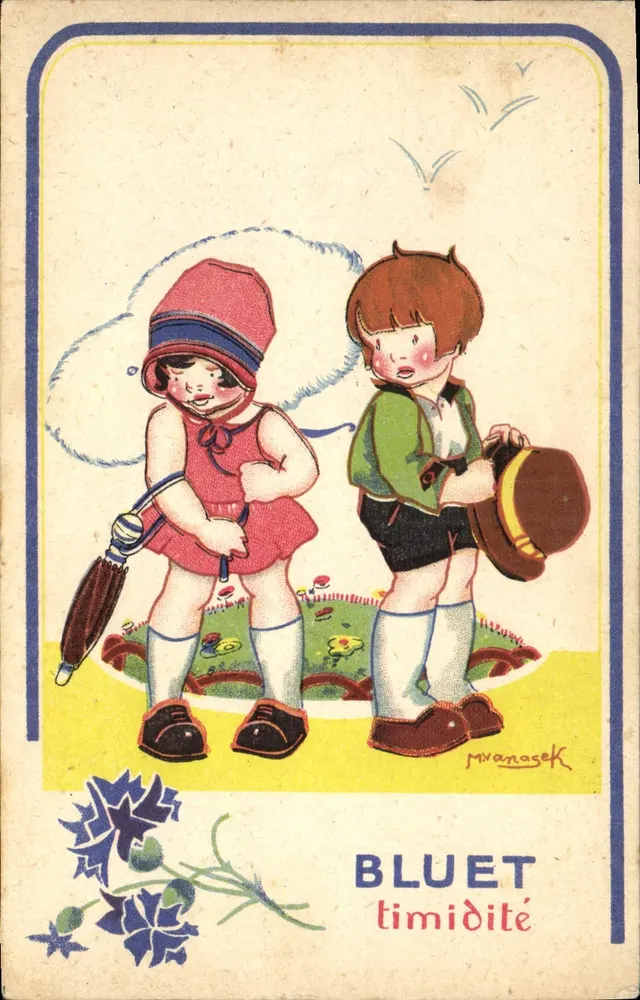 Schüchterne Kinder — Illustration von M. Vranasek — Verleger nicht sichtbar - Vorderseite