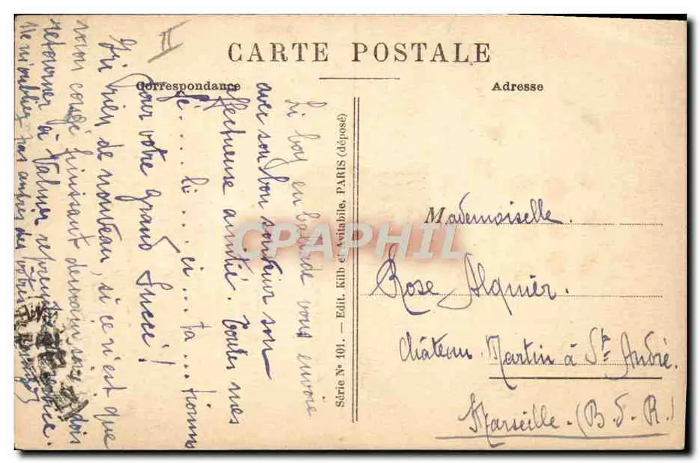 Enfant en maillot de bain — scène de plage — éditeur Kilib et établie, série N° 101 - Rückseite
