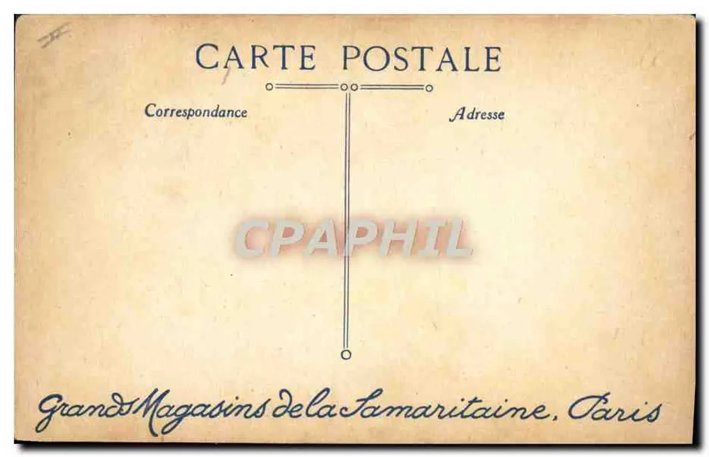 Jeune homme élégant avec chien — scène de rue — dessin de Mvanojak, éditeur Grand Magasins de la Samaritaine, Paris - Rewers