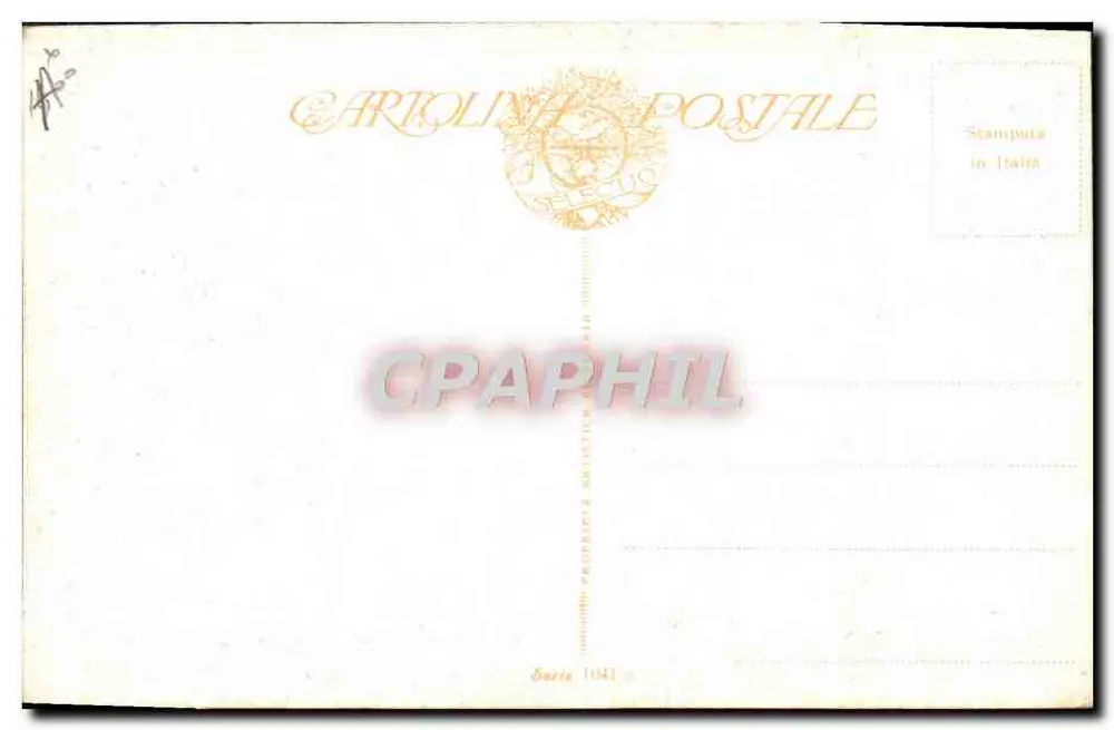 Junge Frau mit Blumenstrauß — künstlerische Illustration — Serie 1041, veröffentlicht von Cartolina Postale - Rückseite