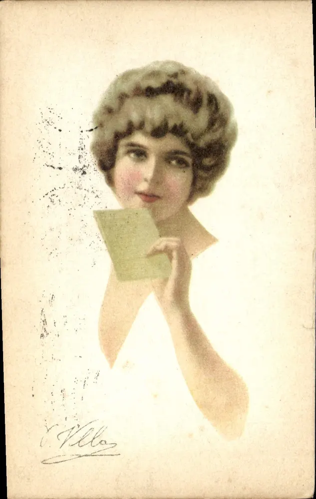 Junge Frau mit einer Karte — Illustration von I. Villa — Verlag T.A.M. Mailand - Vorderseite