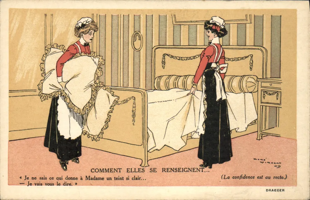 Zwei Frauen im Dienstkleid — Schlafzimmer-Szene — Ausgabe Malaceïne, Nr. 09 - Vorderseite