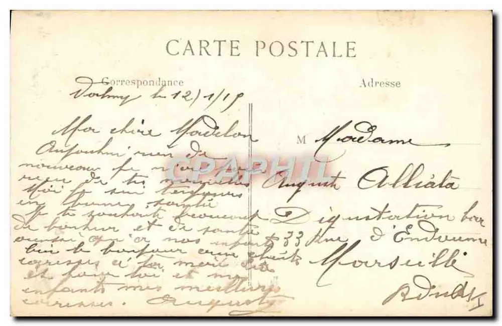 Ein Taube fliegt über die Umgebung von Paris — Der Krieg 1914 — L. C. H. Paris - Rückseite