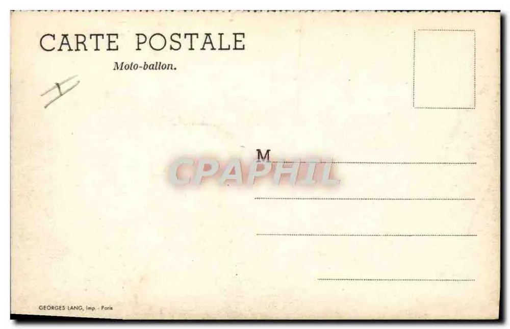 Moto-ballon — Aéronautique — Georges Lang, Imp. Paris - Verso
