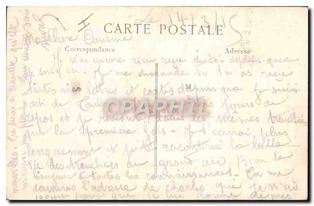 Ein Taube fliegt über die Umgebung von Paris — Der Krieg 1914 — L.C.H Paris - Rückseite