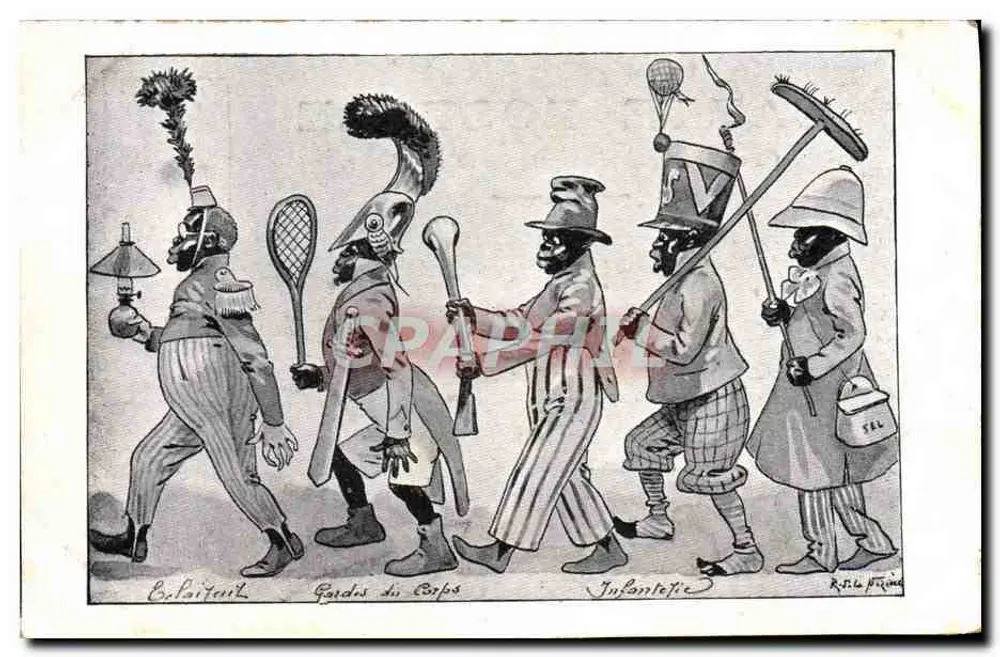Karikatur schwarzer Soldaten — Gardes du Corps, Infanterie — R. P. L. P. P. (Verleger) - Vorderseite