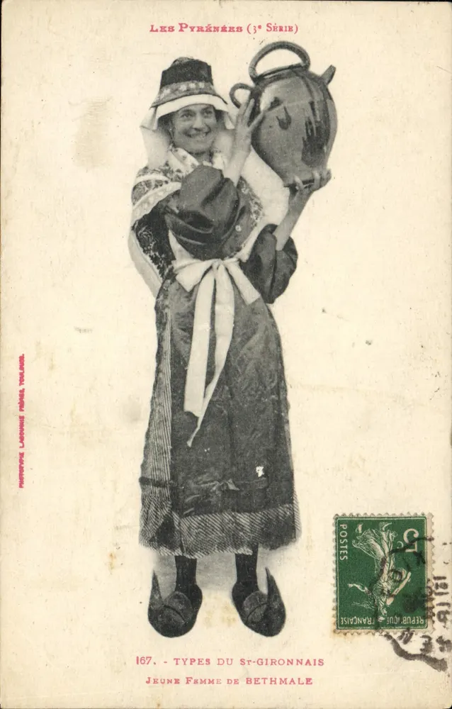 Junge Frau aus Bethmale — Typen des St-Gironnais — Verlag: Phototype Lagrange, Toulouse, 3. Serie - Vorderseite