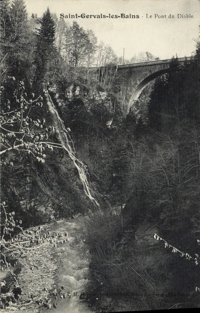 Saint-Gervais-les-Bains — O Ponte do Diabo — Editor P. H. Gobert, série 42 - Frente
