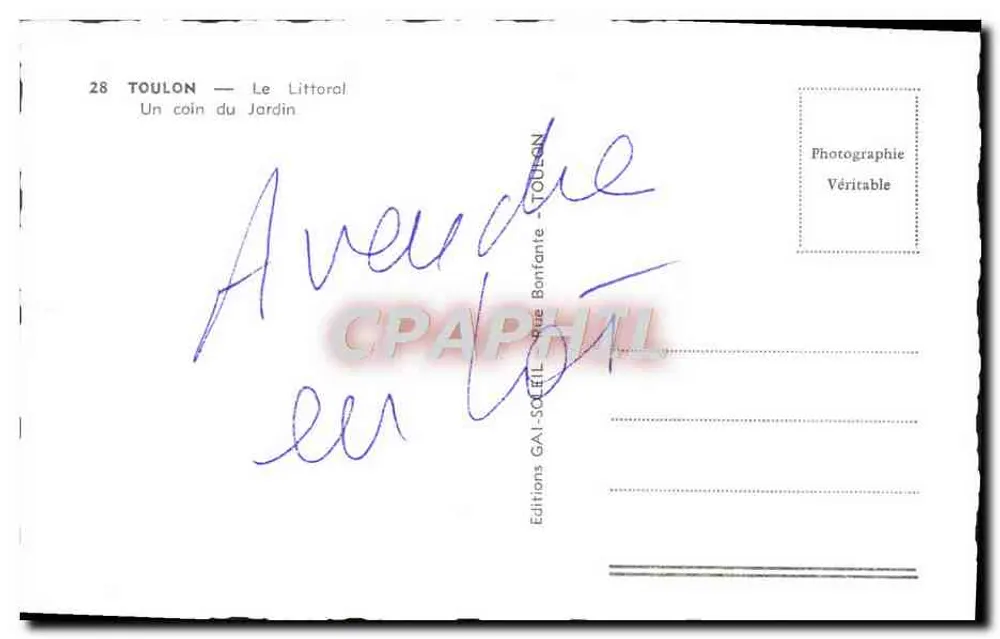 Toulon — Der Küstenabschnitt — Ein Eckbereich des Gartens — Editions GAI-SOLEIL - Rückseite
