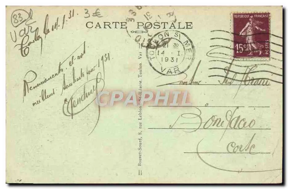 Toulon - Praça da Liberdade — editor Eda. B. S., n° 62 - Verso