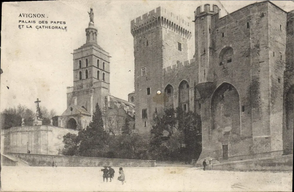 Avignon — Palast der Päpste und die Kathedrale — unbekannter Verlag - Vorderseite