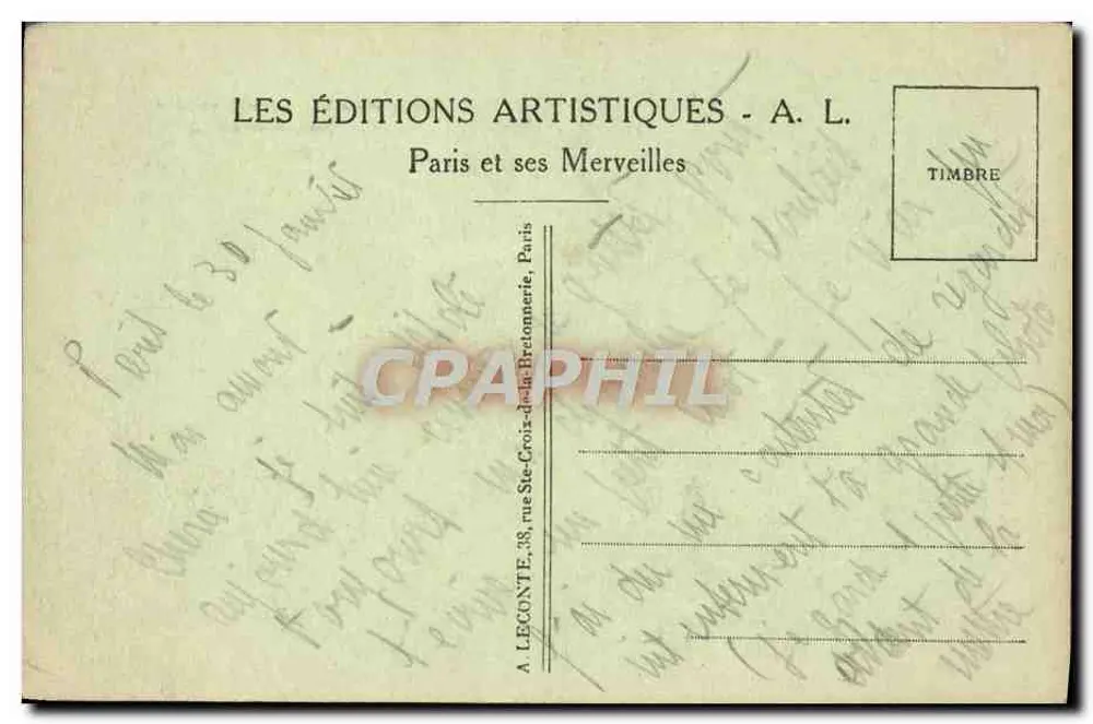 Paris - Igreja de Notre-Dame — A.L. Edições Artísticas, n°86 - Verso