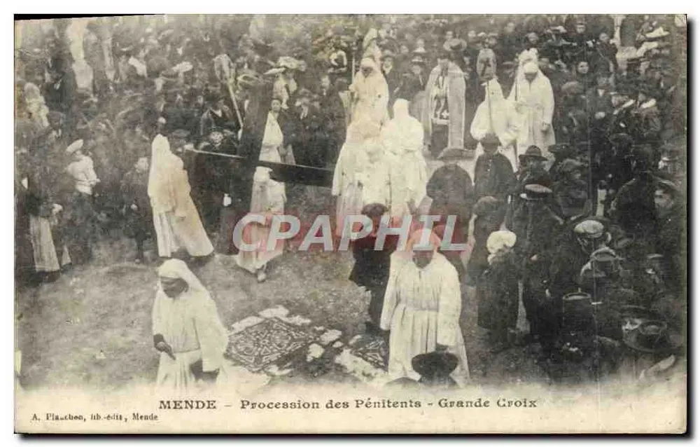 Mende - Procissão dos Penitentes - Grande Cruz — A. Flaucbon, lib. edit., Mende - Frente
