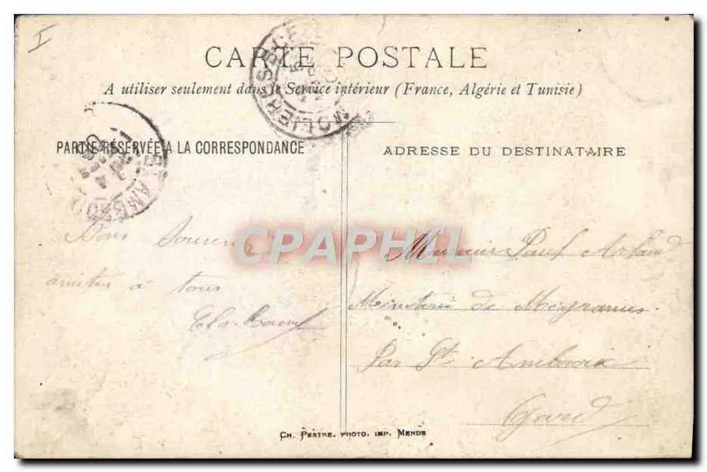 Mende — Torre dei Penitenti Bianchi — Ch. Pestre, stampa Mende - Verso