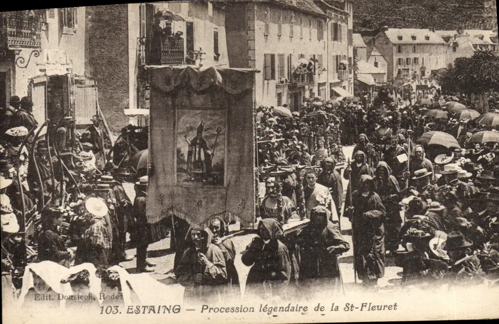 Estaining — Processione leggendaria della Santa Fleuret — Edit. Dorziche, Rodez - Recto