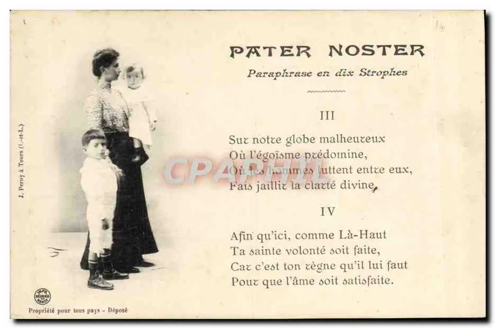 Família em Tours — Pater Noster parafrazeado em dez estrofes — J. Penny em Tours (1.-0-L.) - Frente