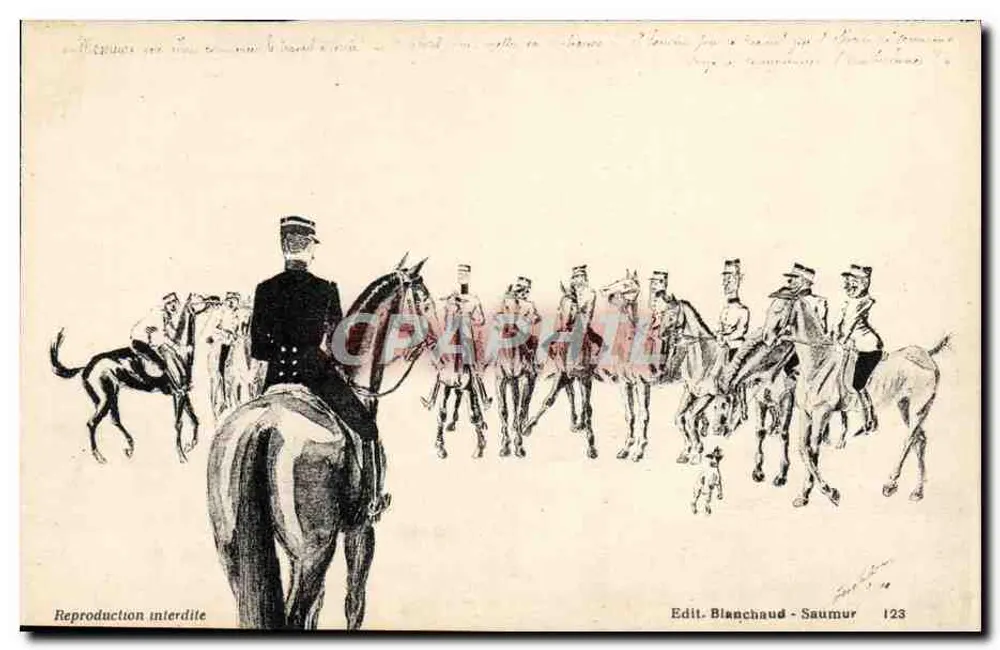 Kawalerowie w formacji — Saumur — Edit. Blanchaud - Saumur 123 - Awers