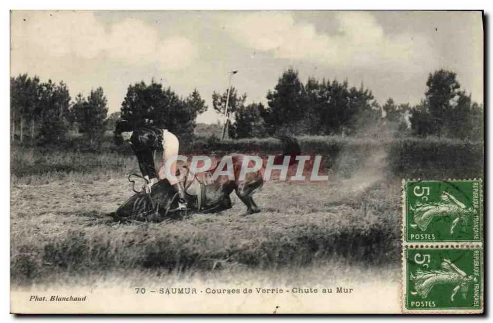 Saumur - Verrie-Rennen - Sturz an der Wand — Fot. Blanchaud, n°70 - Vorderseite
